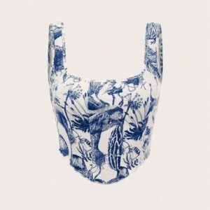 Plant Print Lettuce Trim Tank Top