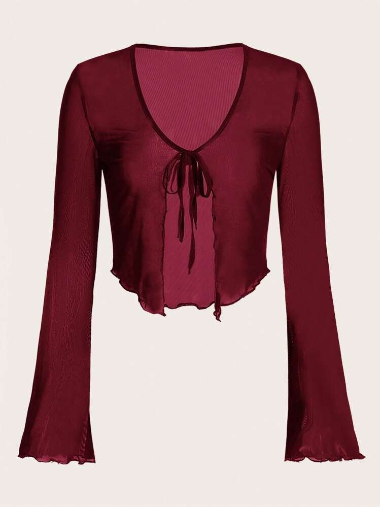 Anaya's Sheer Front Knot Top