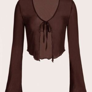 Anaya's Sheer Front Knot Top