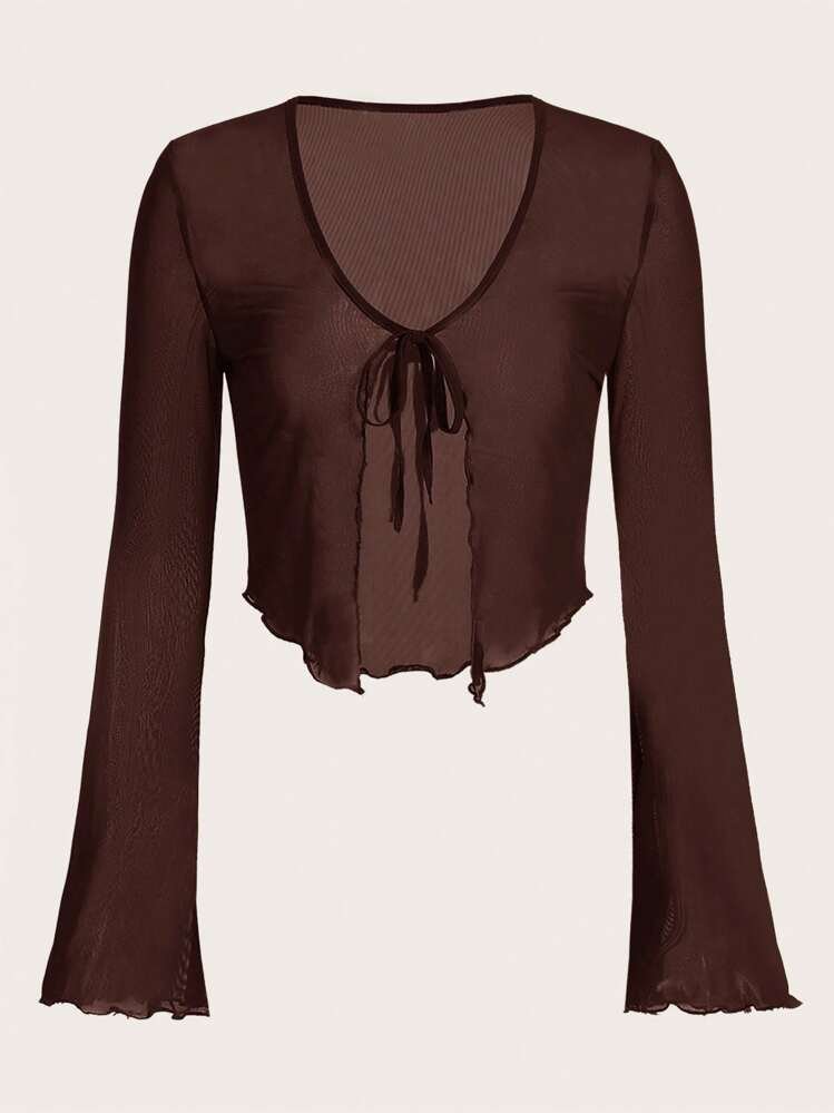 Anaya's Sheer Front Knot Top