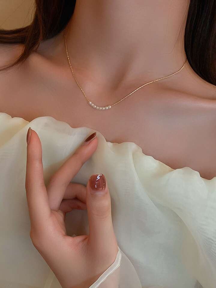 Anaya Faux Pearl Decor Necklace