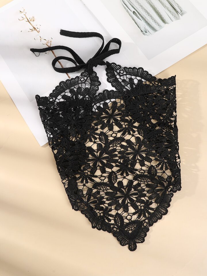 Hollow Lace Flower Triangular Scarf Hair Band