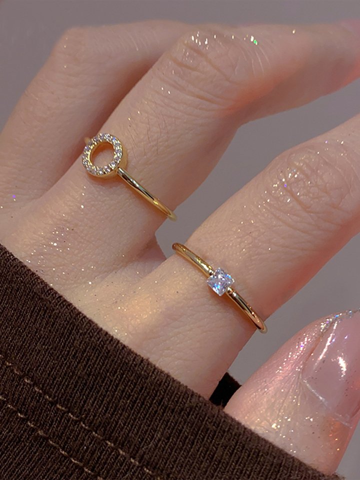 2pcs/set Rhinestone Decor Ring