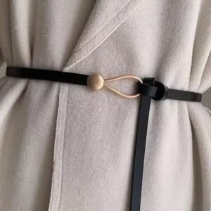 Black 1pc PU Knotted Thin Belt