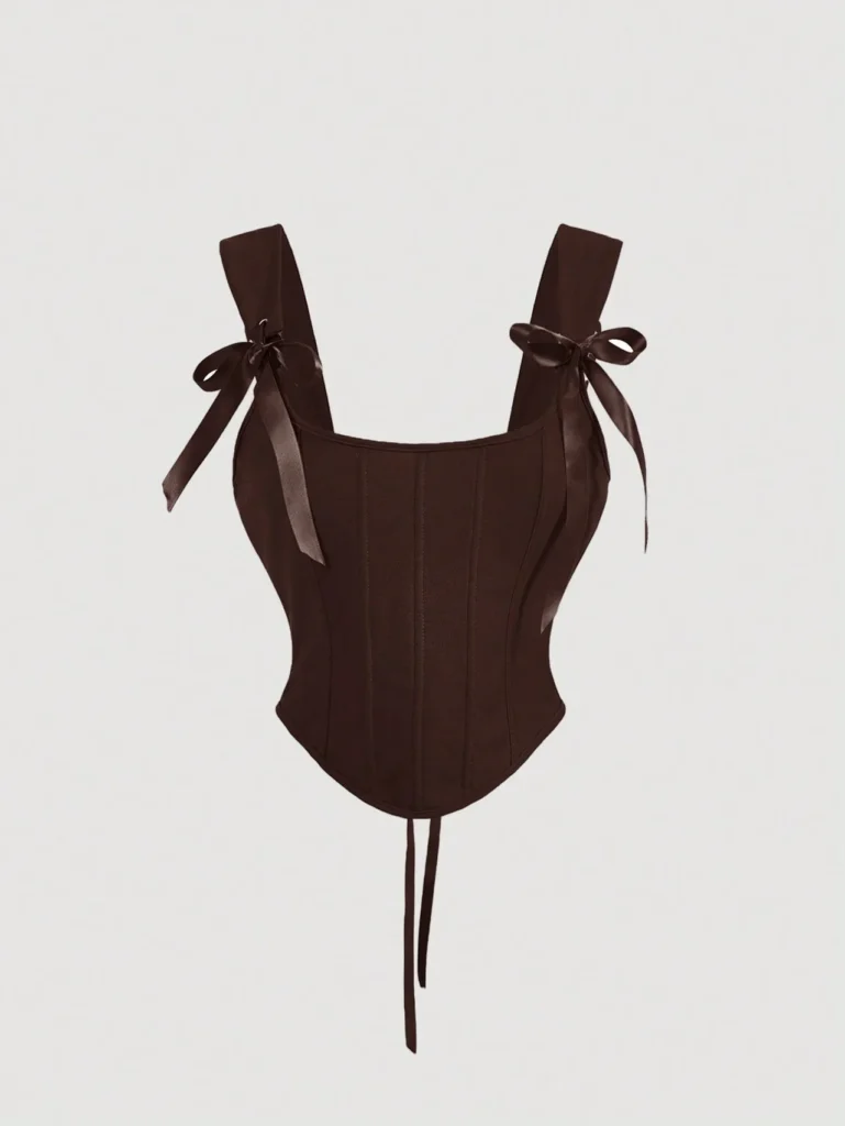 Anaya Bow Front Tie Back Corset Tank Top