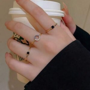 3pcs Blue Open Circle Ring Set