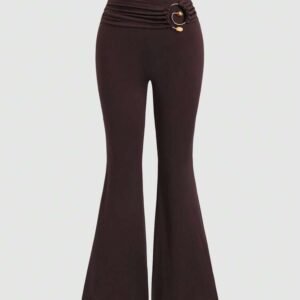 Metal Buckle Commuting Flare Leg Pants