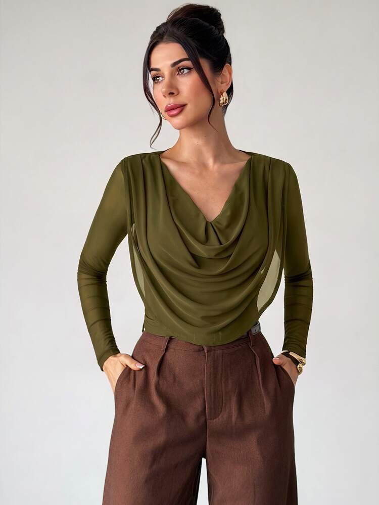 Anaya Cinched Waist Draped Knit Top