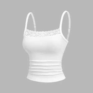 White Knit Rib Tank Top