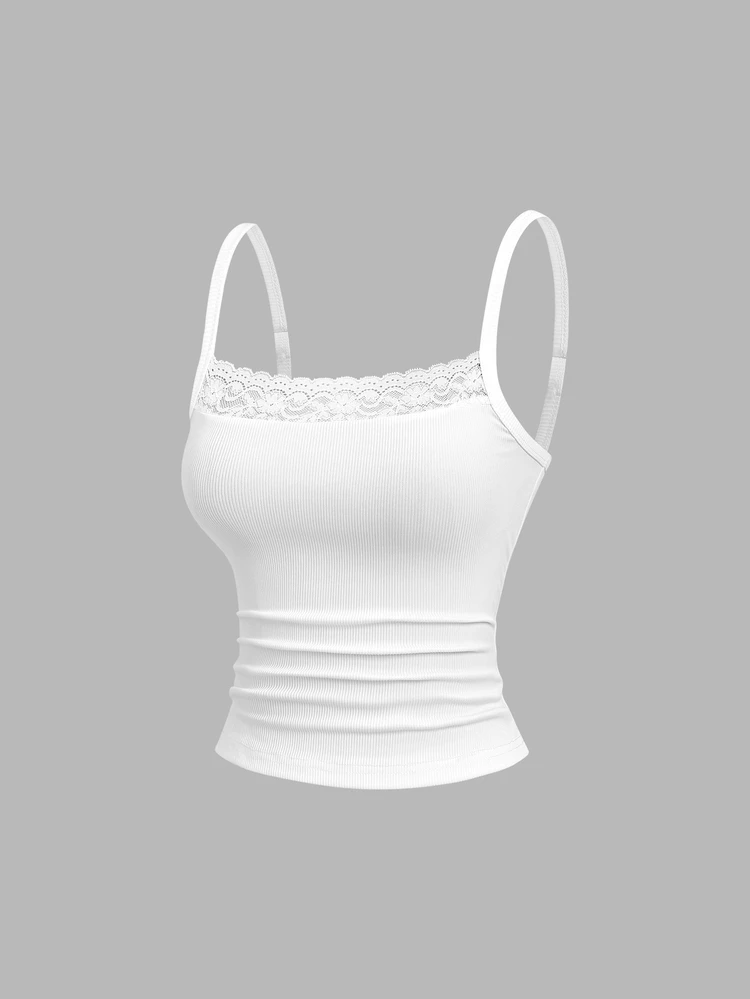 White Knit Rib Tank Top